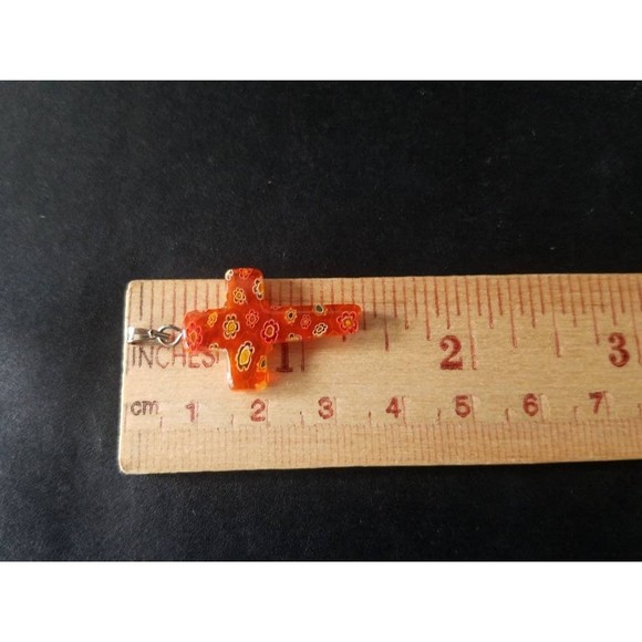 Millefiori Burnt Orange Cross Pendant - Picture 9 of 10